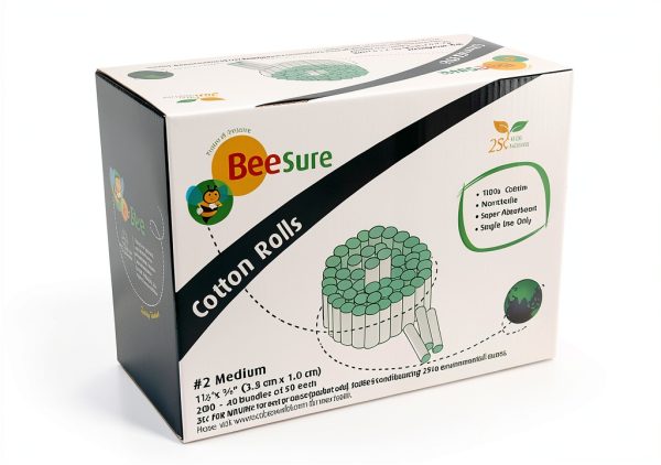 BeeSure Dental Cotton Rolls 100 Cotton Non Linting Medium-0