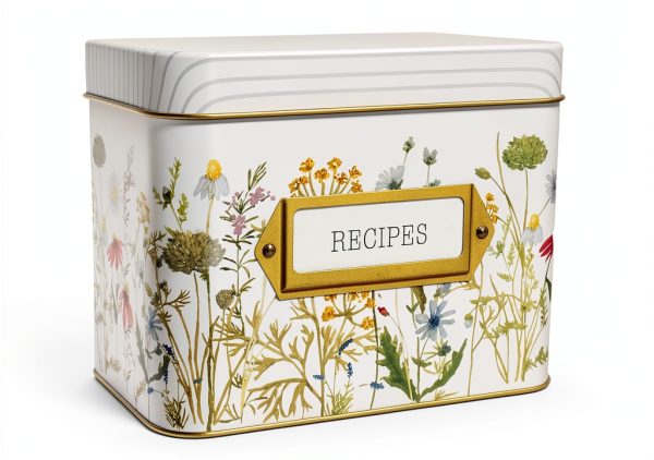 Recipe Card Box SENSORY4U Tin Wild Flower-0