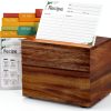 DRASTAR Acacia Recipe Card Box 50-100 Cards Portable Hinged Organizer-0