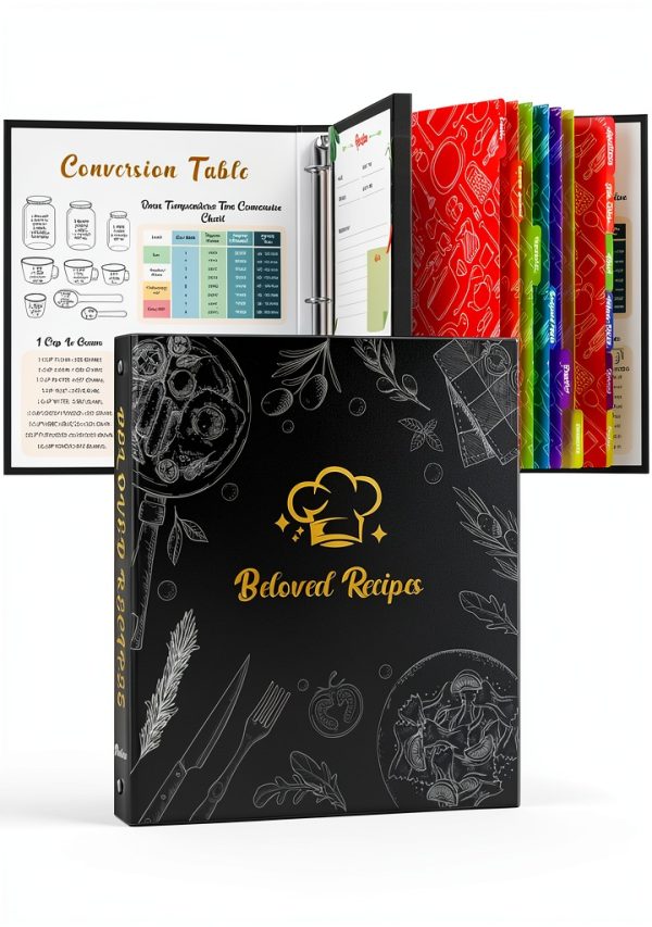 BiuLeon Blackboard Recipe Binder Extra Large with 12 Dividers-0