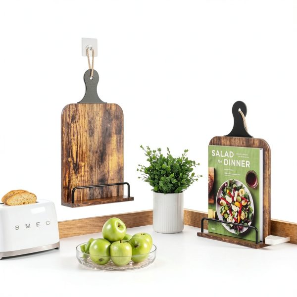 KLM Wooden Cookbook Stand GL-01 Brown Metal Wood Adjustable-2