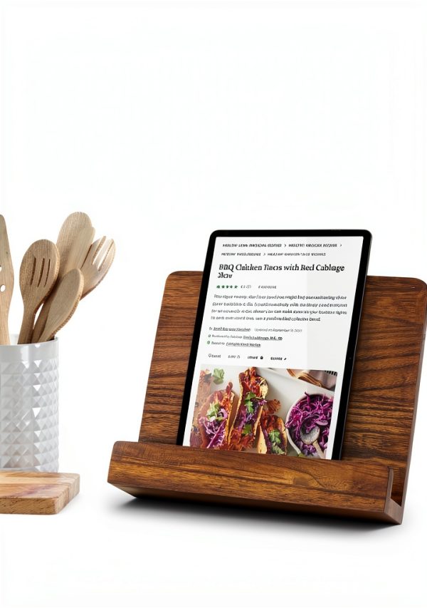 Cookbook Stand ZICOTO Walnut Acacia Wood Adjustable Holder-4