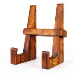Cookbook Stand DEBETOOL CB-001 Brown Wood Handstitched Compact Stand-0