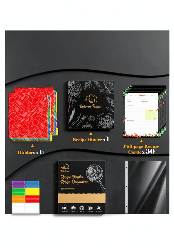 BiuLeon Blackboard Recipe Binder Extra Large with 12 Dividers-1