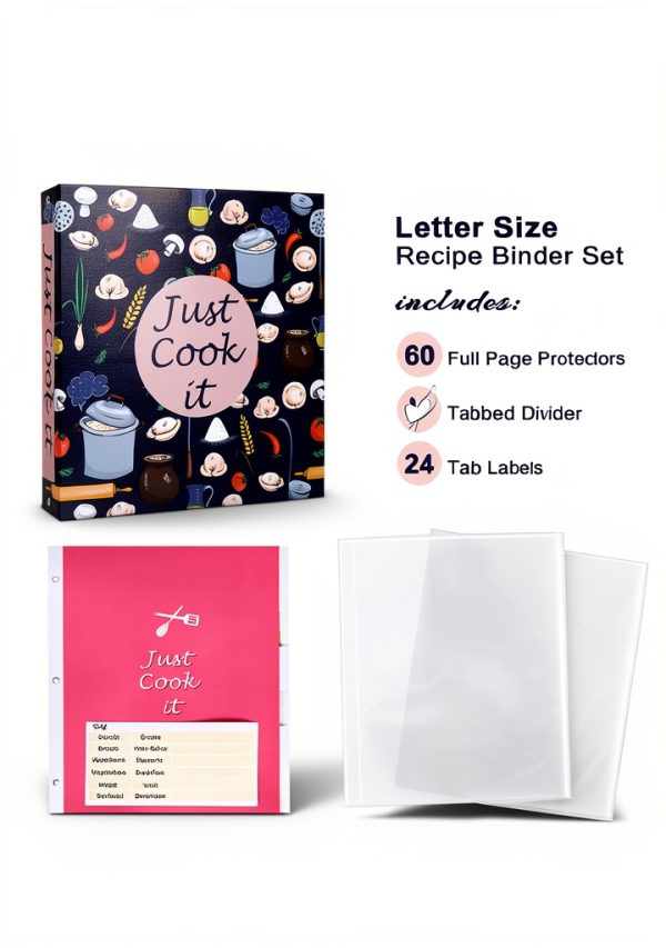 SOLIGT 3-Ring Recipe Binder 11x11.5in with 60 Protectors & 12 Dividers-1