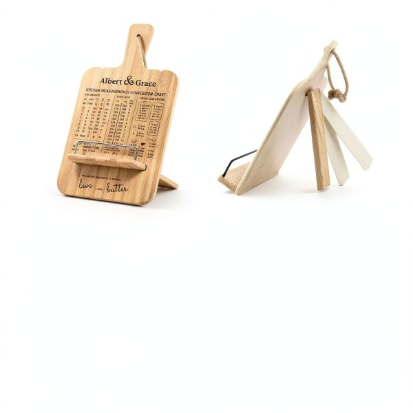 Bamboo Cookbook Stand by Albert Grace Adjustable Foldable Holder-5