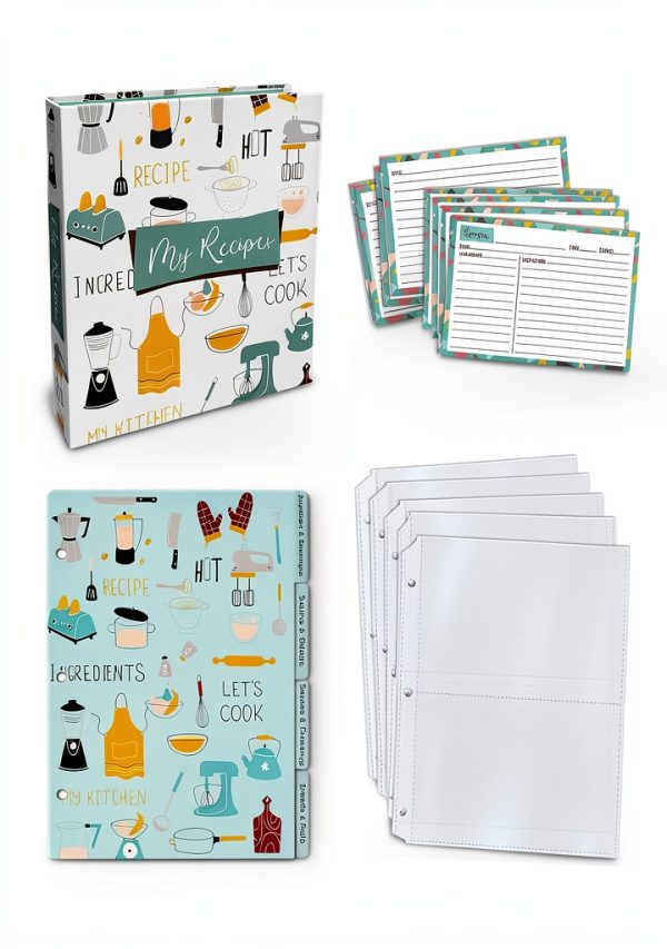 Recipe Binder 8.5x9.5 Inch by Better Kitchen with 100 Cards-1
