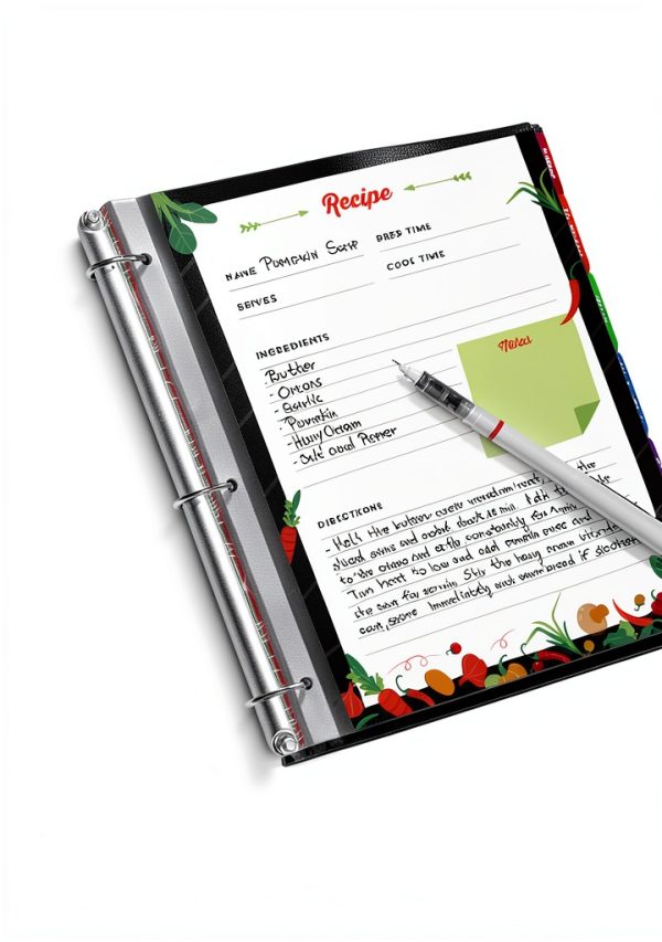 BiuLeon Blackboard Recipe Binder Extra Large with 12 Dividers-4
