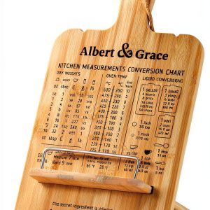 Bamboo Cookbook Stand by Albert Grace Adjustable Foldable Holder-0