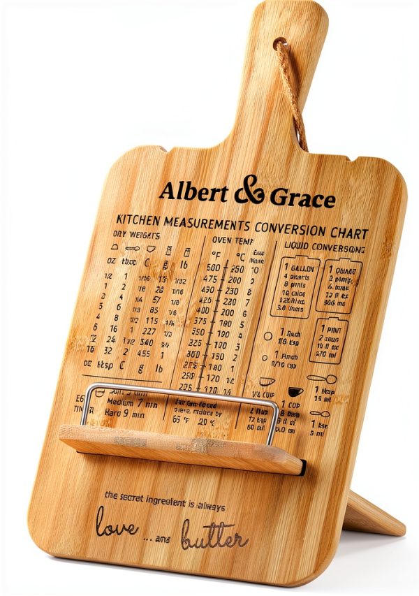 Bamboo Cookbook Stand by Albert Grace Adjustable Foldable Holder-0