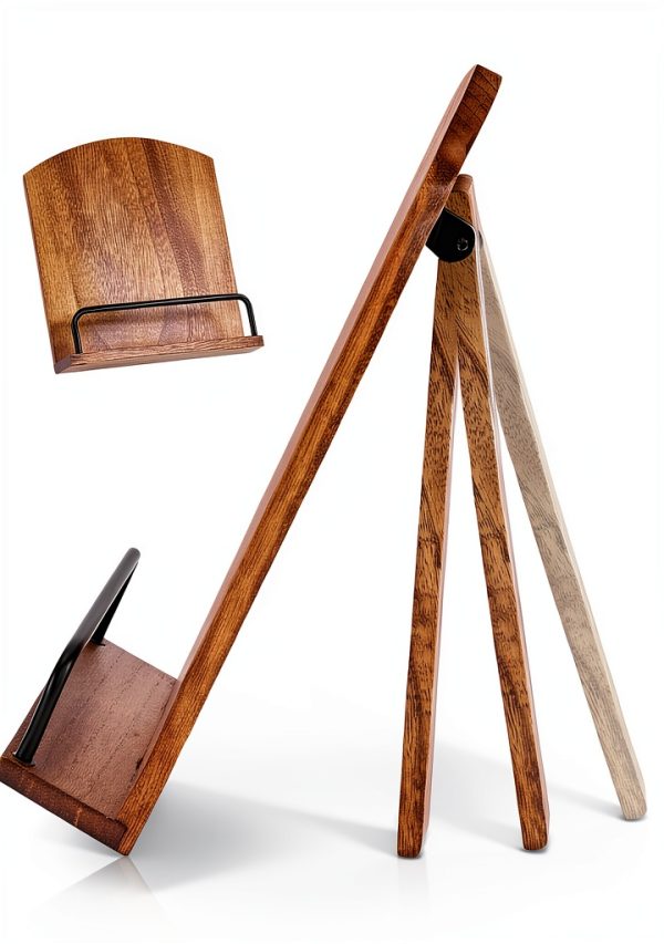 ZICOTO Walnut Wood Cookbook Stand Adjustable Kitchen Book Holder Model-5