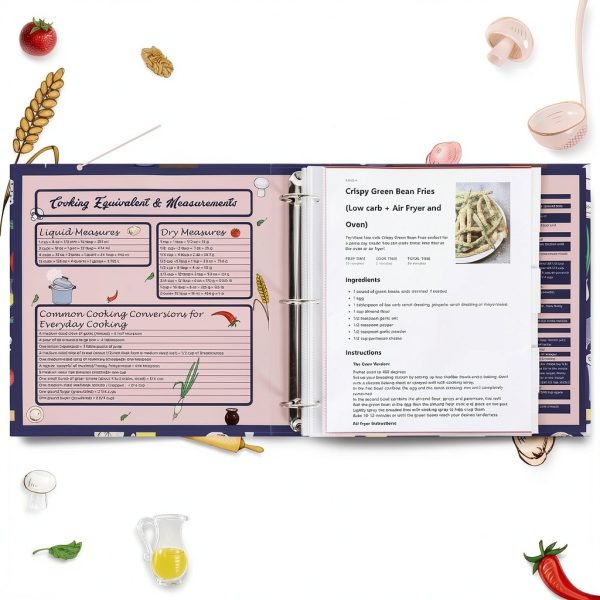 SOLIGT 3-Ring Recipe Binder 11x11.5in with 60 Protectors & 12 Dividers-4