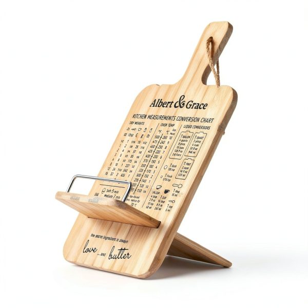 Bamboo Cookbook Stand by Albert Grace Adjustable Foldable Holder-2