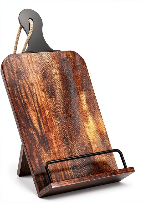 KLM Wooden Cookbook Stand GL-01 Brown Metal Wood Adjustable-0