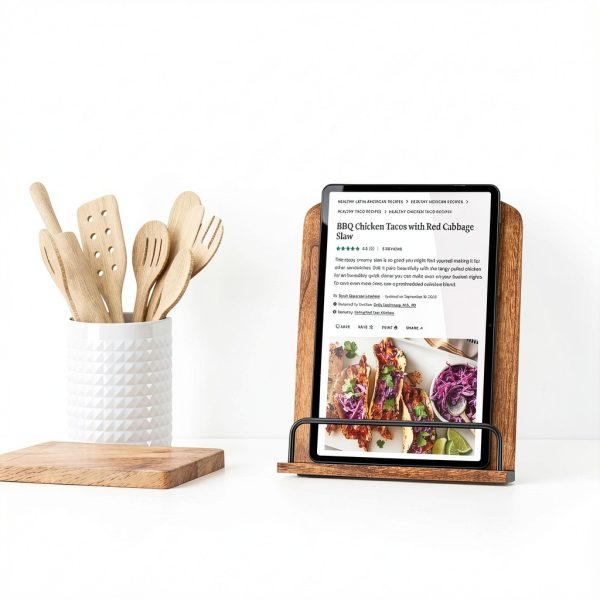 ZICOTO Walnut Wood Cookbook Stand Adjustable Kitchen Book Holder Model-4