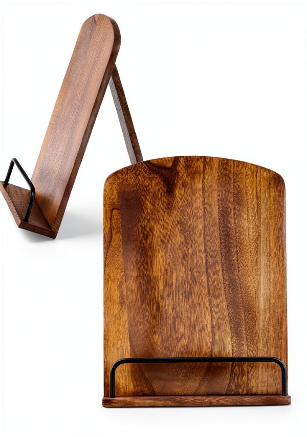 ZICOTO Walnut Wood Cookbook Stand Adjustable Kitchen Book Holder Model-7