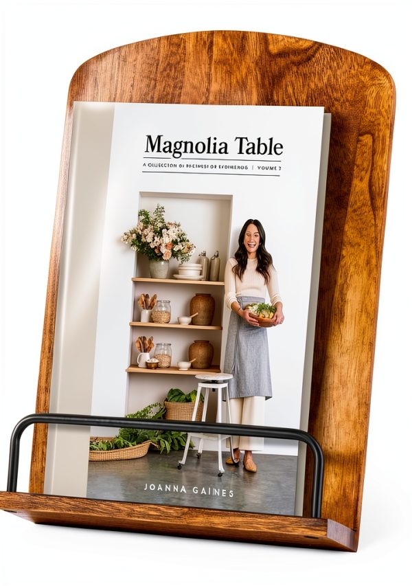 ZICOTO Walnut Wood Cookbook Stand Adjustable Kitchen Book Holder Model-0