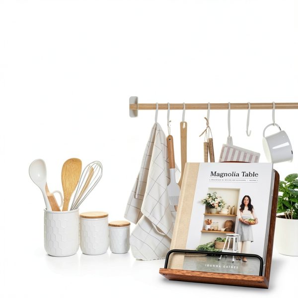 ZICOTO Walnut Wood Cookbook Stand Adjustable Kitchen Book Holder Model-3